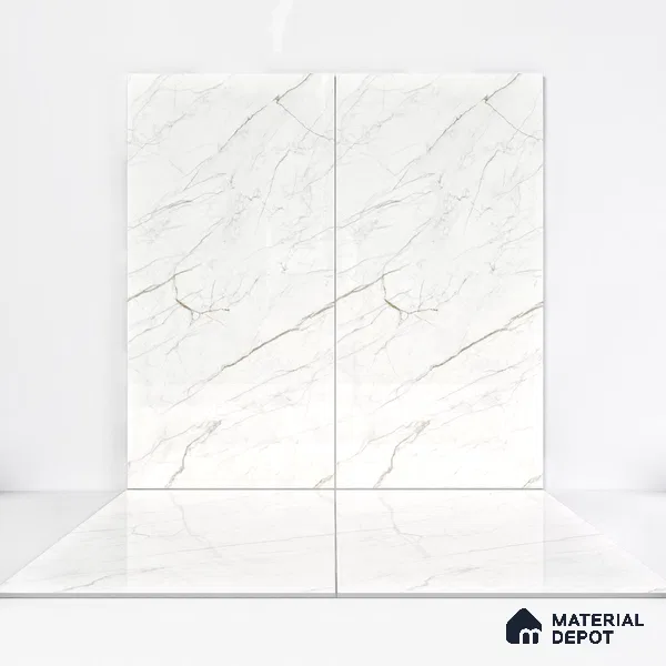 Marble Wall & Floor Tile TL 05114 Marblis Crystal Veil 4 ft x 2 ft Vitrified Endless Glossy Finish - 9 mm (Random 4) | Suitable for Living Room, Bedroom & Bathroom