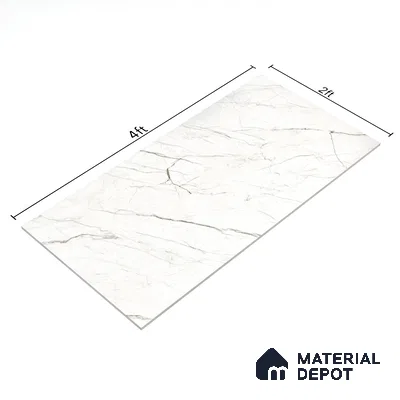 Marble Wall & Floor Tile TL 05114 Marblis Crystal Veil 4 ft x 2 ft Vitrified Endless Glossy Finish - 9 mm (Random 4) | Suitable for Living Room, Bedroom & Bathroom