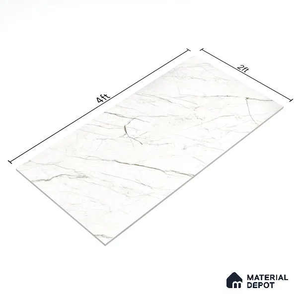 Marble Wall & Floor Tile TL 05114 Marblis Crystal Veil 4 ft x 2 ft Vitrified Endless Glossy Finish - 9 mm (Random 4) | Suitable for Living Room, Bedroom & Bathroom
