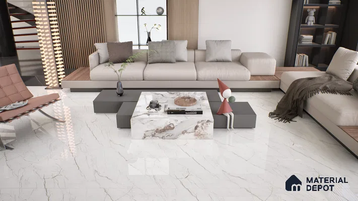 Marble Wall & Floor Tile TL 05114 Marblis Crystal Veil 4 ft x 2 ft Vitrified Endless Glossy Finish - 9 mm (Random 4) | Suitable for Living Room, Bedroom & Bathroom