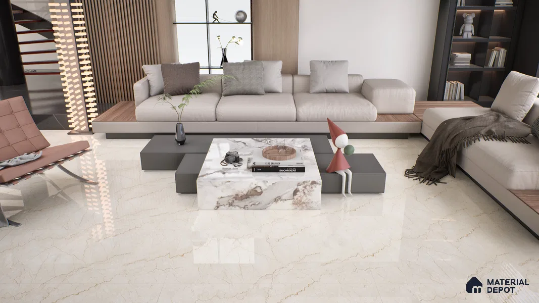 Marble Wall & Floor Tile TL 05131 Marblis Bottochino Mirage 4 ft x 2 ft Vitrified Endless Glossy Finish - 9 mm (Random 2) | Suitable for Living Room, Bedroom & Bathroom