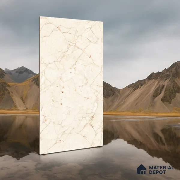 Marble Wall & Floor Tile TL 05138 Marblis Desert Pearl 4 ft x 2 ft Vitrified Endless Glossy Finish - 9 mm (Random 3) | Suitable for Living Room, Bedroom & Bathroom