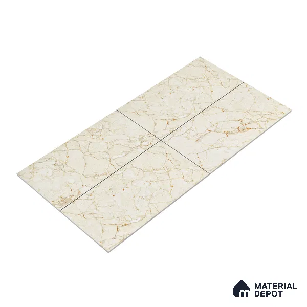 Marble Wall & Floor Tile TL 05138 Marblis Desert Pearl 4 ft x 2 ft Vitrified Endless Glossy Finish - 9 mm (Random 3) | Suitable for Living Room, Bedroom & Bathroom