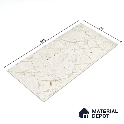 Marble Wall & Floor Tile TL 05138 Marblis Desert Pearl 4 ft x 2 ft Vitrified Endless Glossy Finish - 9 mm (Random 3) | Suitable for Living Room, Bedroom & Bathroom
