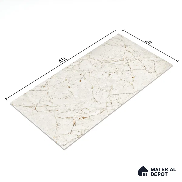 Marble Wall & Floor Tile TL 05138 Marblis Desert Pearl 4 ft x 2 ft Vitrified Endless Glossy Finish - 9 mm (Random 3) | Suitable for Living Room, Bedroom & Bathroom