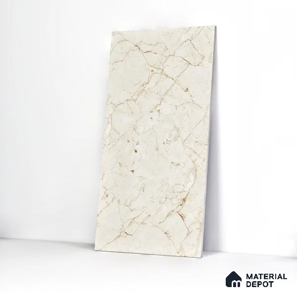 Marble Wall & Floor Tile TL 05138 Marblis Desert Pearl 4 ft x 2 ft Vitrified Endless Glossy Finish - 9 mm (Random 3) | Suitable for Living Room, Bedroom & Bathroom
