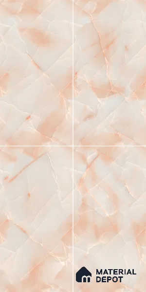 Marble Wall & Floor Tile TL 05112 B Marblis Blush Onyx 4 ft x 2 ft Vitrified Endless Glossy Finish - 9 mm (Random 4) | Suitable for Living Room, Bedroom & Bathroom