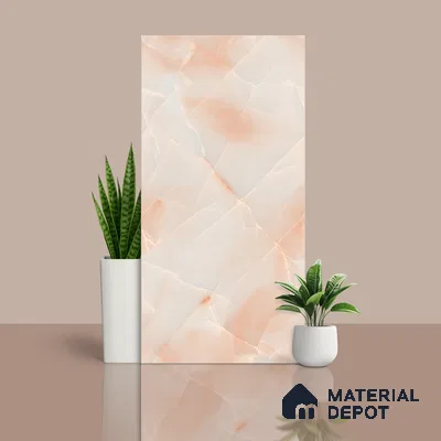 Marble Wall & Floor Tile TL 05112 B Marblis Blush Onyx 4 ft x 2 ft Vitrified Endless Glossy Finish - 9 mm (Random 4) | Suitable for Living Room, Bedroom & Bathroom