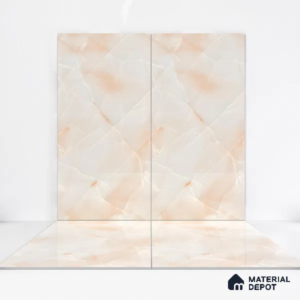 Marble Wall & Floor Tile TL 05112 B Marblis Blush Onyx 4 ft x 2 ft Vitrified Endless Glossy Finish - 9 mm (Random 4) | Suitable for Living Room, Bedroom & Bathroom