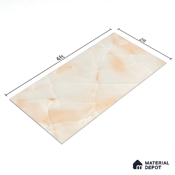 Marble Wall & Floor Tile TL 05112 B Marblis Blush Onyx 4 ft x 2 ft Vitrified Endless Glossy Finish - 9 mm (Random 4) | Suitable for Living Room, Bedroom & Bathroom