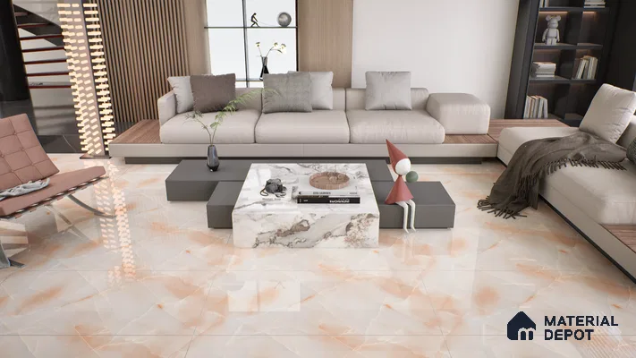 Marble Wall & Floor Tile TL 05112 B Marblis Blush Onyx 4 ft x 2 ft Vitrified Endless Glossy Finish - 9 mm (Random 4) | Suitable for Living Room, Bedroom & Bathroom