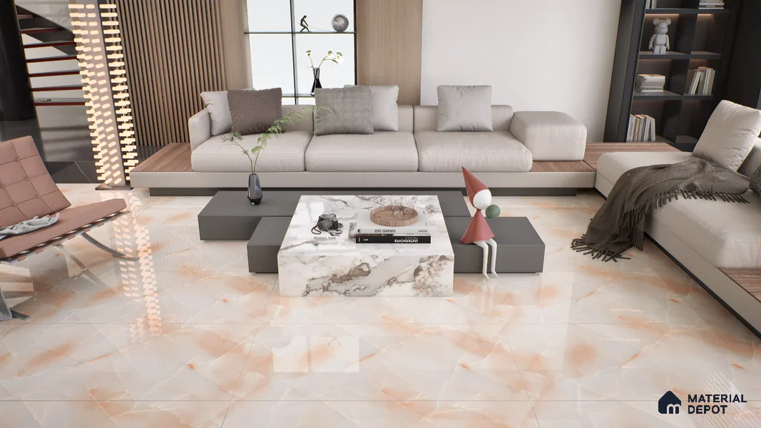 Marble Wall & Floor Tile TL 05112 B Marblis Blush Onyx 4 ft x 2 ft Vitrified Endless Glossy Finish - 9 mm (Random 4) | Suitable for Living Room, Bedroom & Bathroom