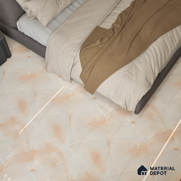 Marble Wall & Floor Tile TL 05112 B Marblis Blush Onyx 4 ft x 2 ft Vitrified Endless Glossy Finish - 9 mm (Random 4) | Suitable for Living Room, Bedroom & Bathroom