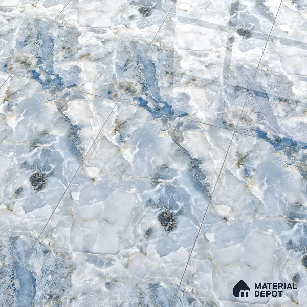 Marble Wall & Floor Tile TL 05112 C Marblis Ocean Onyx 4 ft x 2 ft Vitrified Endless Glossy Finish - 9 mm (Random 4) | Suitable for Living Room, Bedroom & Bathroom