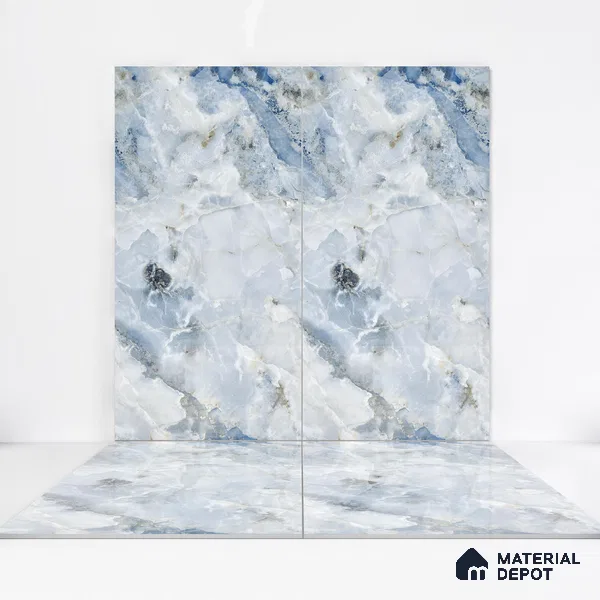 Marble Wall & Floor Tile TL 05112 C Marblis Ocean Onyx 4 ft x 2 ft Vitrified Endless Glossy Finish - 9 mm (Random 4) | Suitable for Living Room, Bedroom & Bathroom
