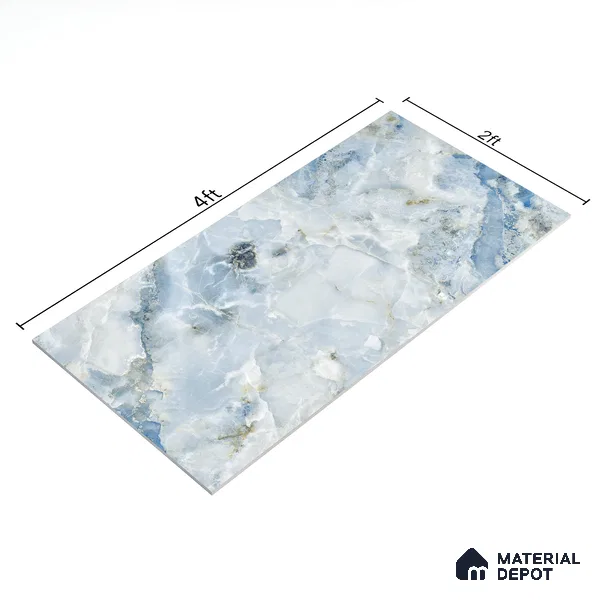 Marble Wall & Floor Tile TL 05112 C Marblis Ocean Onyx 4 ft x 2 ft Vitrified Endless Glossy Finish - 9 mm (Random 4) | Suitable for Living Room, Bedroom & Bathroom