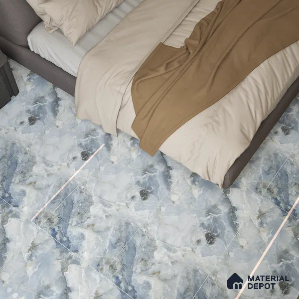 Marble Wall & Floor Tile TL 05112 C Marblis Ocean Onyx 4 ft x 2 ft Vitrified Endless Glossy Finish - 9 mm (Random 4) | Suitable for Living Room, Bedroom & Bathroom