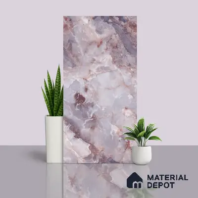 Marble Wall & Floor Tile TL 05112 D Marblis Amethyst Onyx 4 ft x 2 ft Vitrified Endless Glossy Finish - 9 mm (Random 4) | Suitable for Living Room, Bedroom & Bathroom