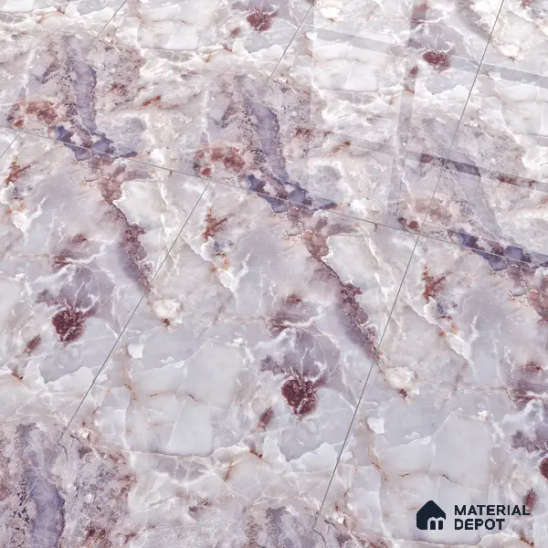 Marble Wall & Floor Tile TL 05112 D Marblis Amethyst Onyx 4 ft x 2 ft Vitrified Endless Glossy Finish - 9 mm (Random 4) | Suitable for Living Room, Bedroom & Bathroom