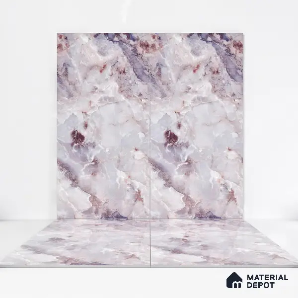 Marble Wall & Floor Tile TL 05112 D Marblis Amethyst Onyx 4 ft x 2 ft Vitrified Endless Glossy Finish - 9 mm (Random 4) | Suitable for Living Room, Bedroom & Bathroom