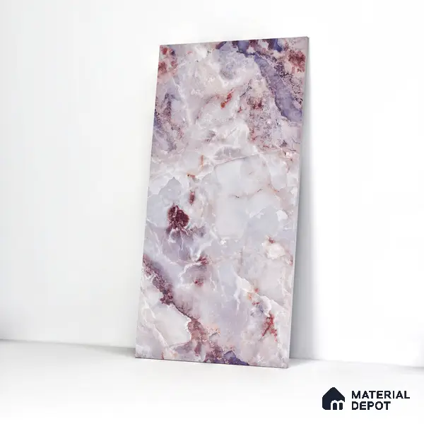 Marble Wall & Floor Tile TL 05112 D Marblis Amethyst Onyx 4 ft x 2 ft Vitrified Endless Glossy Finish - 9 mm (Random 4) | Suitable for Living Room, Bedroom & Bathroom
