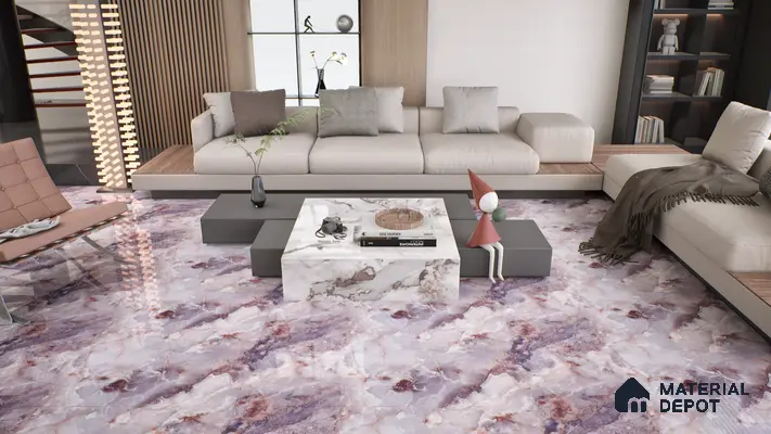 Marble Wall & Floor Tile TL 05112 D Marblis Amethyst Onyx 4 ft x 2 ft Vitrified Endless Glossy Finish - 9 mm (Random 4) | Suitable for Living Room, Bedroom & Bathroom