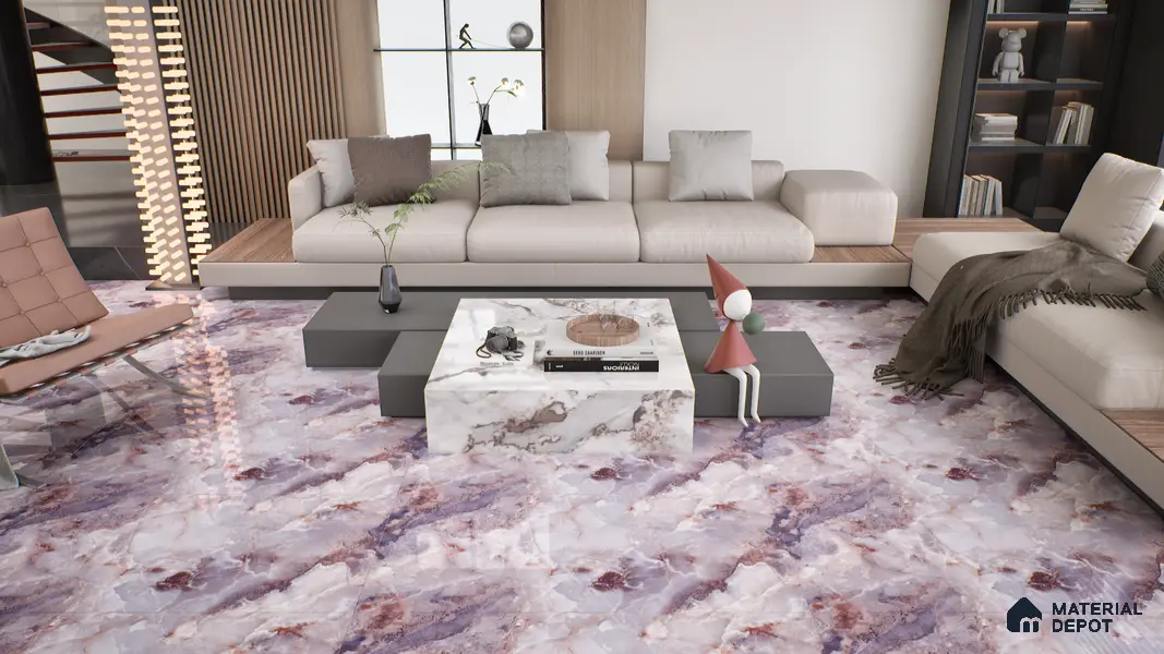 Marble Wall & Floor Tile TL 05112 D Marblis Amethyst Onyx 4 ft x 2 ft Vitrified Endless Glossy Finish - 9 mm (Random 4) | Suitable for Living Room, Bedroom & Bathroom