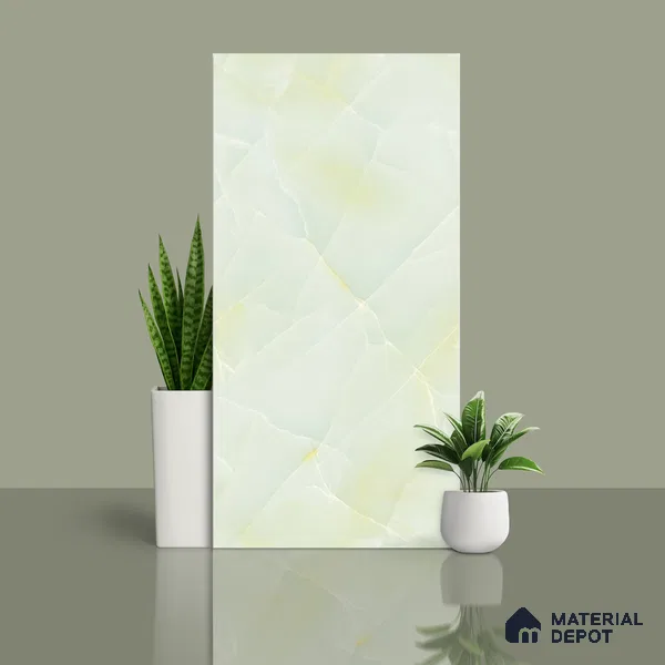Marble Wall & Floor Tile TL 05112 Marblis Emerald Onyx 4 ft x 2 ft Vitrified Endless Glossy Finish - 9 mm (Random 4) | Suitable for Living Room, Bedroom & Bathroom