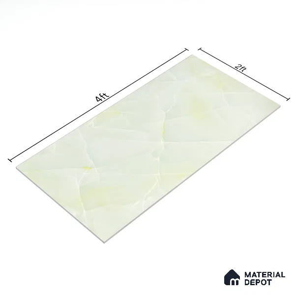 Marble Wall & Floor Tile TL 05112 Marblis Emerald Onyx 4 ft x 2 ft Vitrified Endless Glossy Finish - 9 mm (Random 4) | Suitable for Living Room, Bedroom & Bathroom