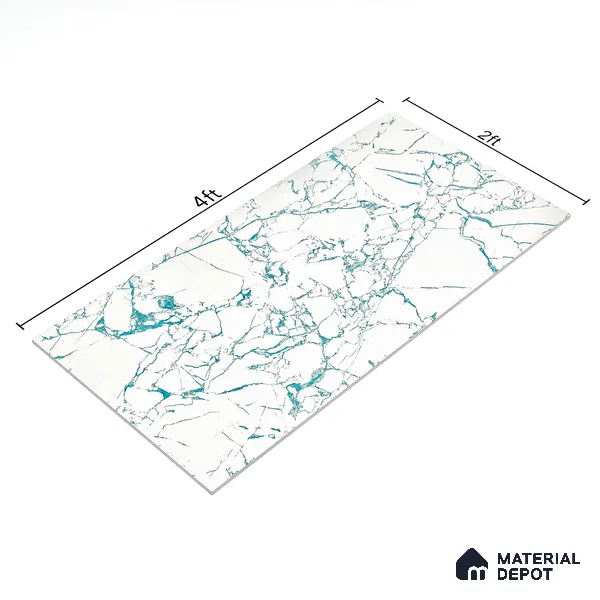 Marble Wall & Floor Tile TL 05155 Marblis Glacial Grace 4 ft x 2 ft Vitrified Endless Glossy Finish - 9 mm (Random 3) | Suitable for Living Room, Bedroom & Bathroom