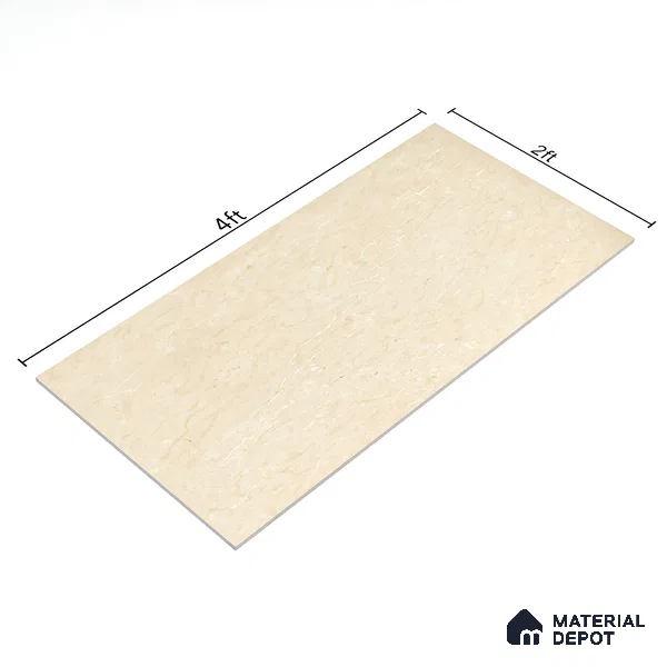 Marble Wall & Floor Tile TL 05144 Marblis Golden Dune 4 ft x 2 ft Vitrified Glossy Finish - 9 mm (Random 4) | Suitable for Living Room, Bedroom & Bathroom