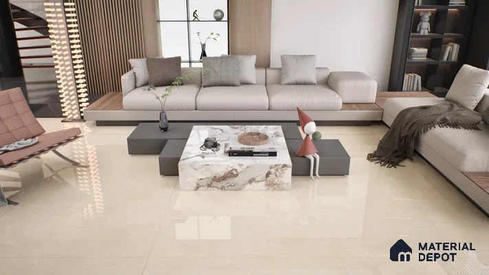 Marble Wall & Floor Tile TL 05144 Marblis Golden Dune 4 ft x 2 ft Vitrified  Glossy Finish - 9 mm (Random 4) | Suitable for Living Room, Bedroom & Bathroom
