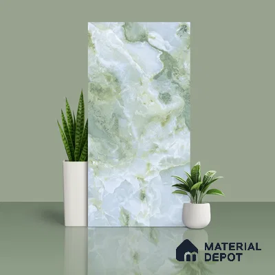 Marble Wall & Floor Tile TL 05147 Marblis Jade Cascade 4 ft x 2 ft Vitrified Endless Glossy Finish - 9 mm (Random 4) | Suitable for Living Room, Bedroom & Bathroom