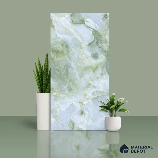 Marble Wall & Floor Tile TL 05147 Marblis Jade Cascade 4 ft x 2 ft Vitrified Endless Glossy Finish - 9 mm (Random 4) | Suitable for Living Room, Bedroom & Bathroom
