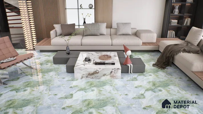 Marble Wall & Floor Tile TL 05147 Marblis Jade Cascade 4 ft x 2 ft Vitrified Endless Glossy Finish - 9 mm (Random 4) | Suitable for Living Room, Bedroom & Bathroom