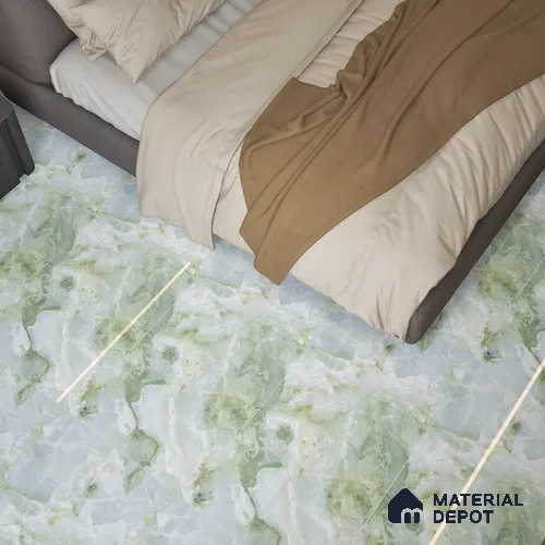 Marble Wall & Floor Tile TL 05147 Marblis Jade Cascade 4 ft x 2 ft Vitrified Endless Glossy Finish - 9 mm (Random 4) | Suitable for Living Room, Bedroom & Bathroom