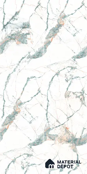 Marble Wall & Floor Tile TL 05146 Marblis Aqua Vein 4 ft x 2 ft Vitrified Endless Glossy Finish - 9 mm (Random 3) | Suitable for Living Room, Bedroom & Bathroom