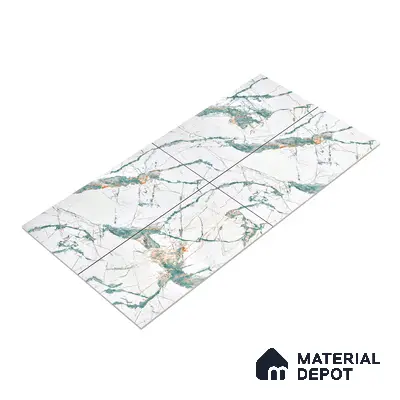 Marble Wall & Floor Tile TL 05146 Marblis Aqua Vein 4 ft x 2 ft Vitrified Endless Glossy Finish - 9 mm (Random 3) | Suitable for Living Room, Bedroom & Bathroom