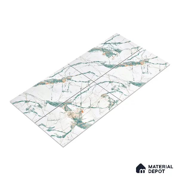 Marble Wall & Floor Tile TL 05146 Marblis Aqua Vein 4 ft x 2 ft Vitrified Endless Glossy Finish - 9 mm (Random 3) | Suitable for Living Room, Bedroom & Bathroom