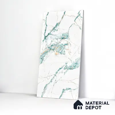 Marble Wall & Floor Tile TL 05146 Marblis Aqua Vein 4 ft x 2 ft Vitrified Endless Glossy Finish - 9 mm (Random 3) | Suitable for Living Room, Bedroom & Bathroom