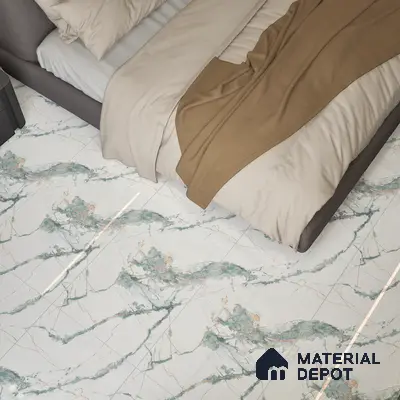 Marble Wall & Floor Tile TL 05146 Marblis Aqua Vein 4 ft x 2 ft Vitrified Endless Glossy Finish - 9 mm (Random 3) | Suitable for Living Room, Bedroom & Bathroom
