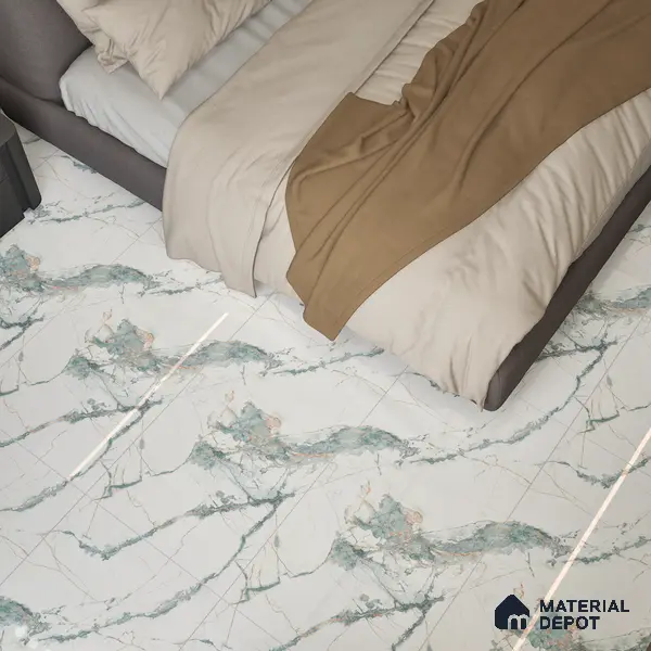 Marble Wall & Floor Tile TL 05146 Marblis Aqua Vein 4 ft x 2 ft Vitrified Endless Glossy Finish - 9 mm (Random 3) | Suitable for Living Room, Bedroom & Bathroom