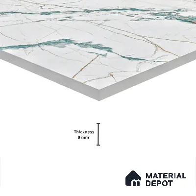 Marble Wall & Floor Tile TL 05146 Marblis Aqua Vein 4 ft x 2 ft Vitrified Endless Glossy Finish - 9 mm (Random 3) | Suitable for Living Room, Bedroom & Bathroom