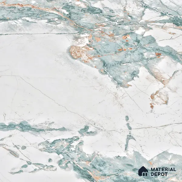 Marble Wall & Floor Tile TL 05146 Marblis Aqua Vein 4 ft x 2 ft Vitrified Endless Glossy Finish - 9 mm (Random 3) | Suitable for Living Room, Bedroom & Bathroom