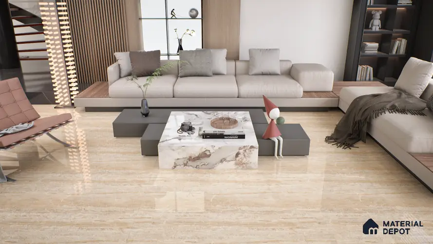 Marble Wall & Floor Tile TL 05140 Marblis Mahogany Marble 4 ft x 2 ft Vitrified Endless Glossy Finish - 9 mm (Random 2) | Suitable for Living Room, Bedroom & Bathroom