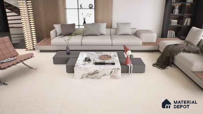 Marble Wall & Floor Tile TL 05160 Marblis Mirage Dune 4 ft x 2 ft Vitrified Carving Matte Finish - 9 mm (Random 4) | Suitable for Living Room, Bedroom & Bathroom
