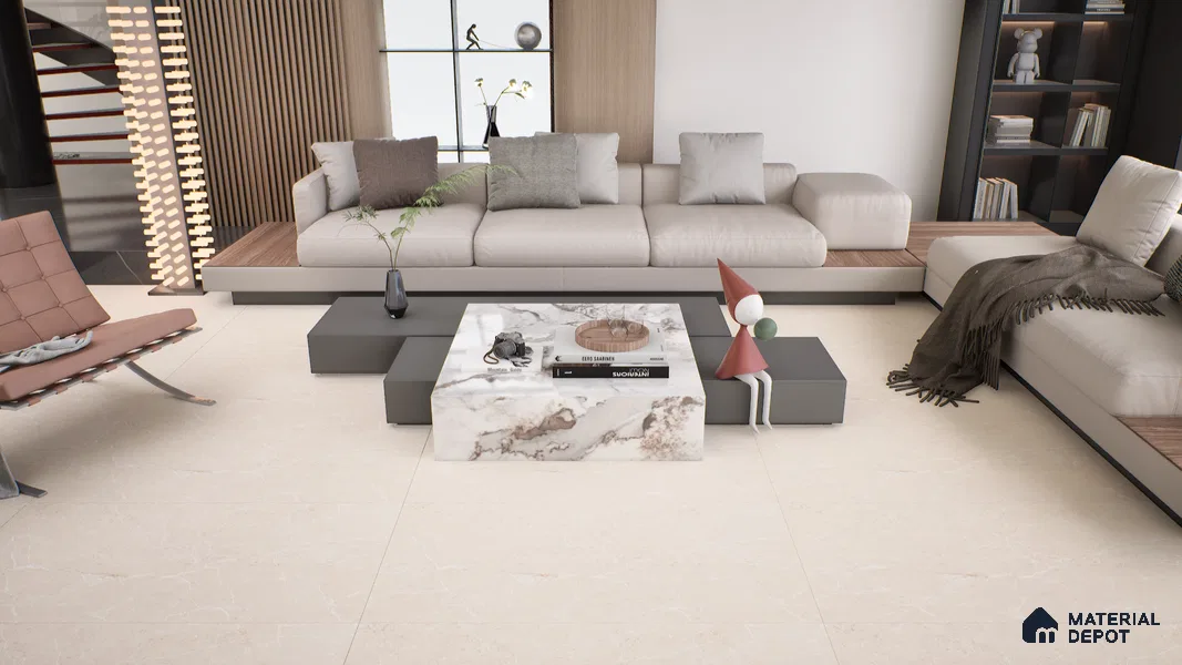 Marble Wall & Floor Tile TL 05160 Marblis Mirage Dune 4 ft x 2 ft Vitrified Carving Matte Finish - 9 mm (Random 4) | Suitable for Living Room, Bedroom & Bathroom
