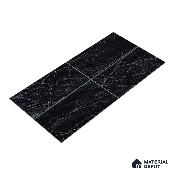 Marble Wall & Floor Tile TL 05148 Marblis Obsidian Veil 4 ft x 2 ft Vitrified High Gloss Finish - 9 mm (Random 4) | Suitable for Living Room, Bedroom & Bathroom