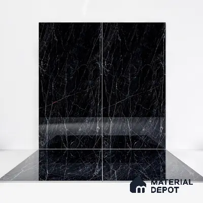 Marble Wall & Floor Tile TL 05148 Marblis Obsidian Veil 4 ft x 2 ft Vitrified  High Gloss Finish - 9 mm (Random 4) | Suitable for Living Room, Bedroom & Bathroom
