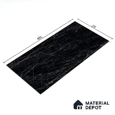 Marble Wall & Floor Tile TL 05148 Marblis Obsidian Veil 4 ft x 2 ft Vitrified  High Gloss Finish - 9 mm (Random 4) | Suitable for Living Room, Bedroom & Bathroom